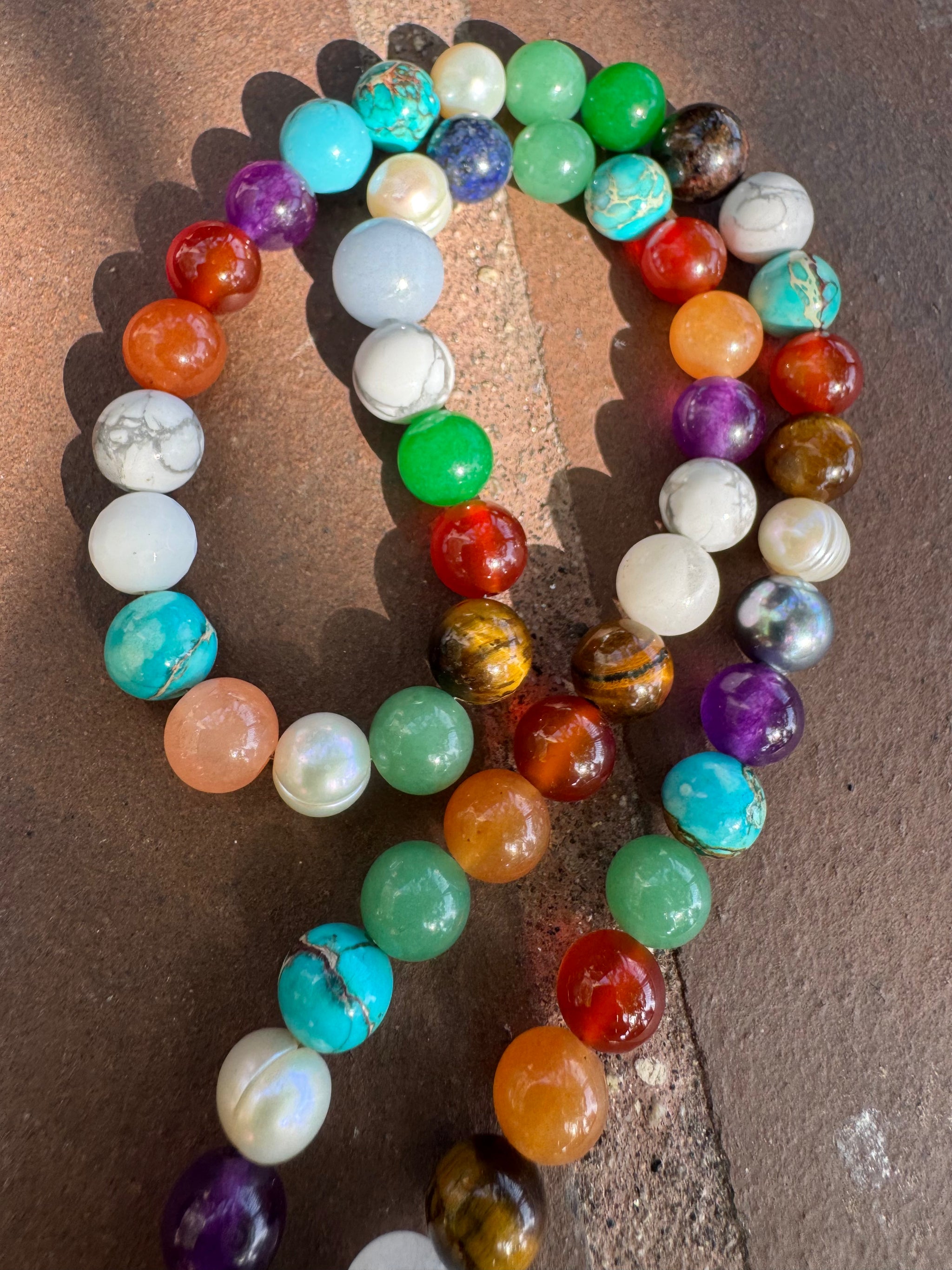 Fun and happy multi gem bon bon rainbow necklace – LelaLea Gems