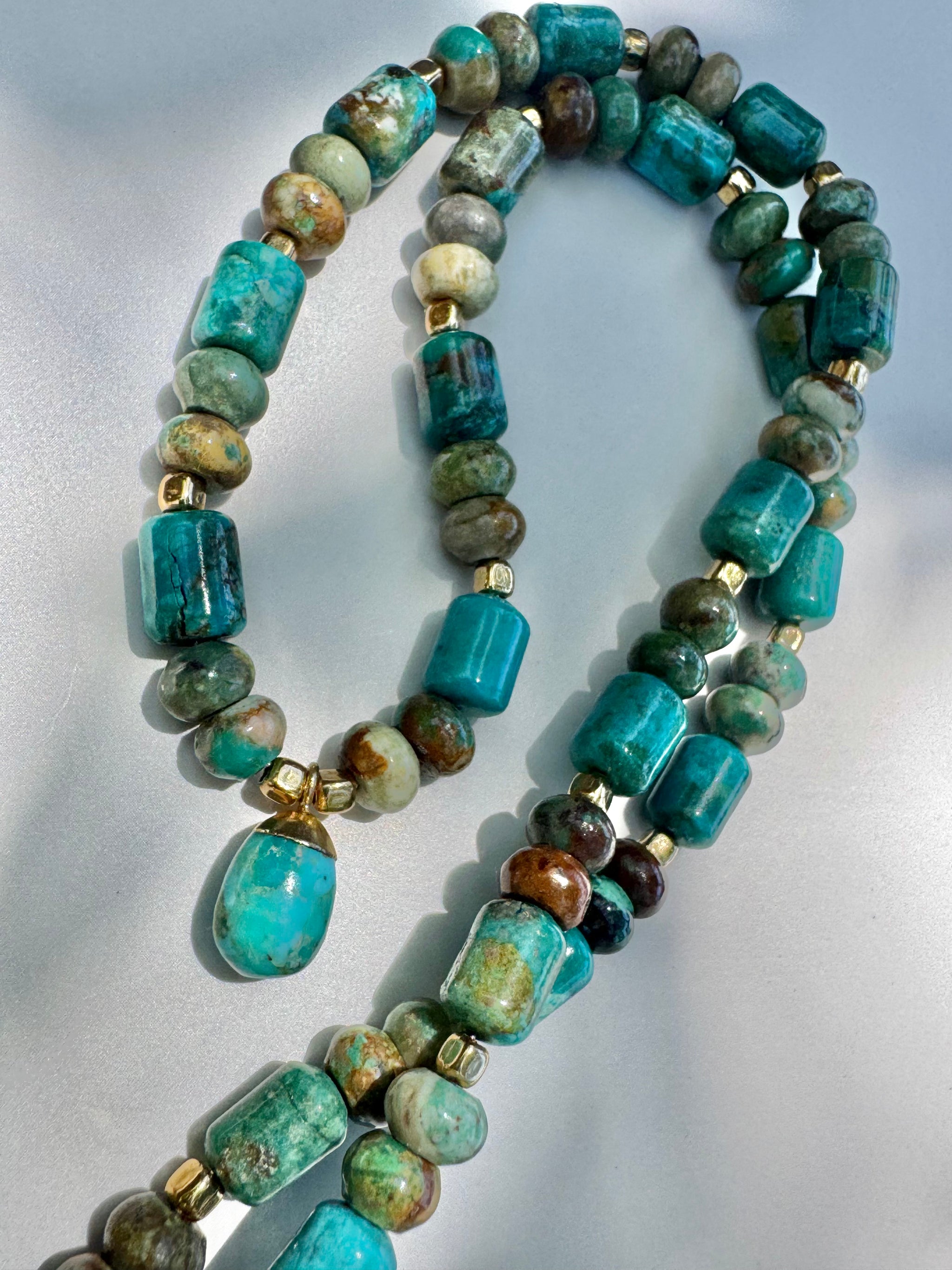 Stunning rustic blue green Nevada turquoise with turquoise drop 