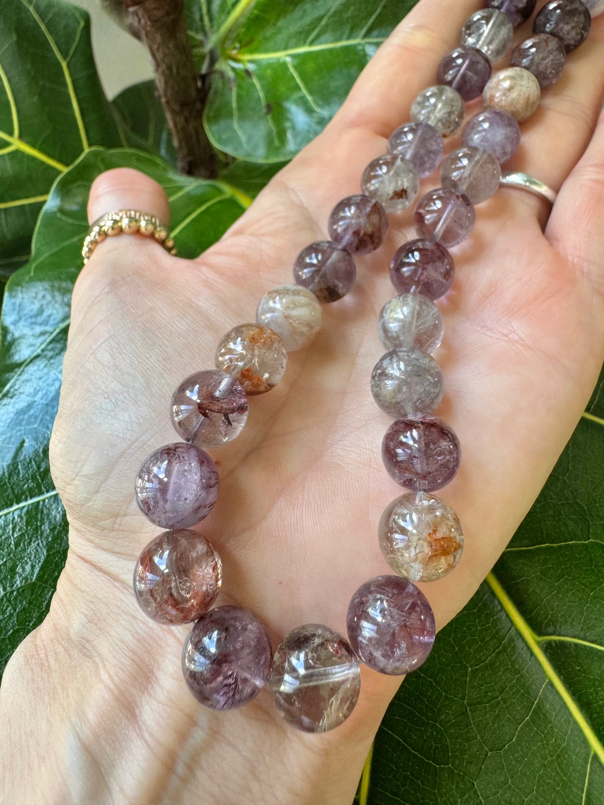 Super 7 or Melody stone bead necklace •LARGE SIZE• – LelaLea Gems