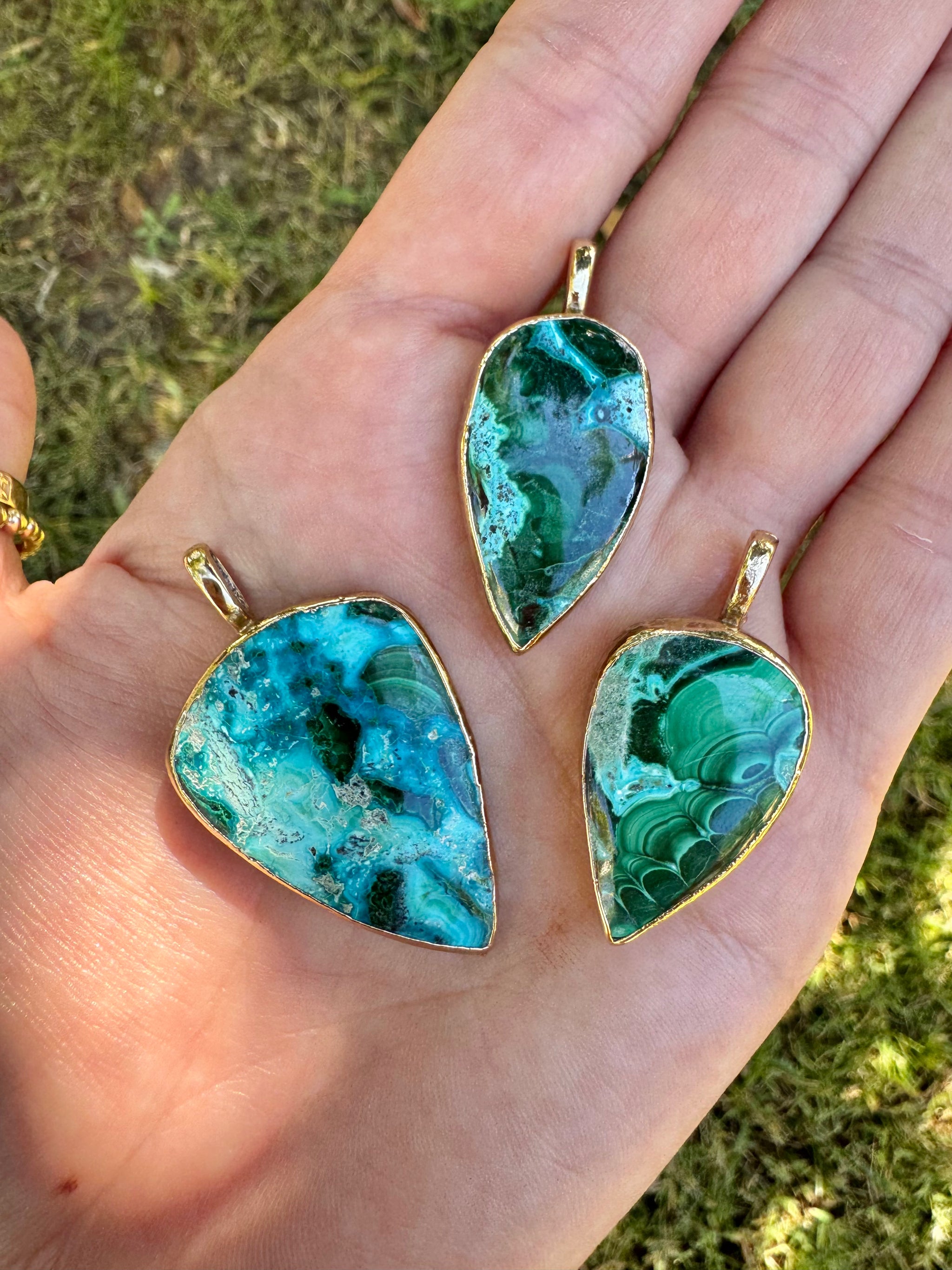 Beautiful azurmalachite gem pendants – LelaLea Gems