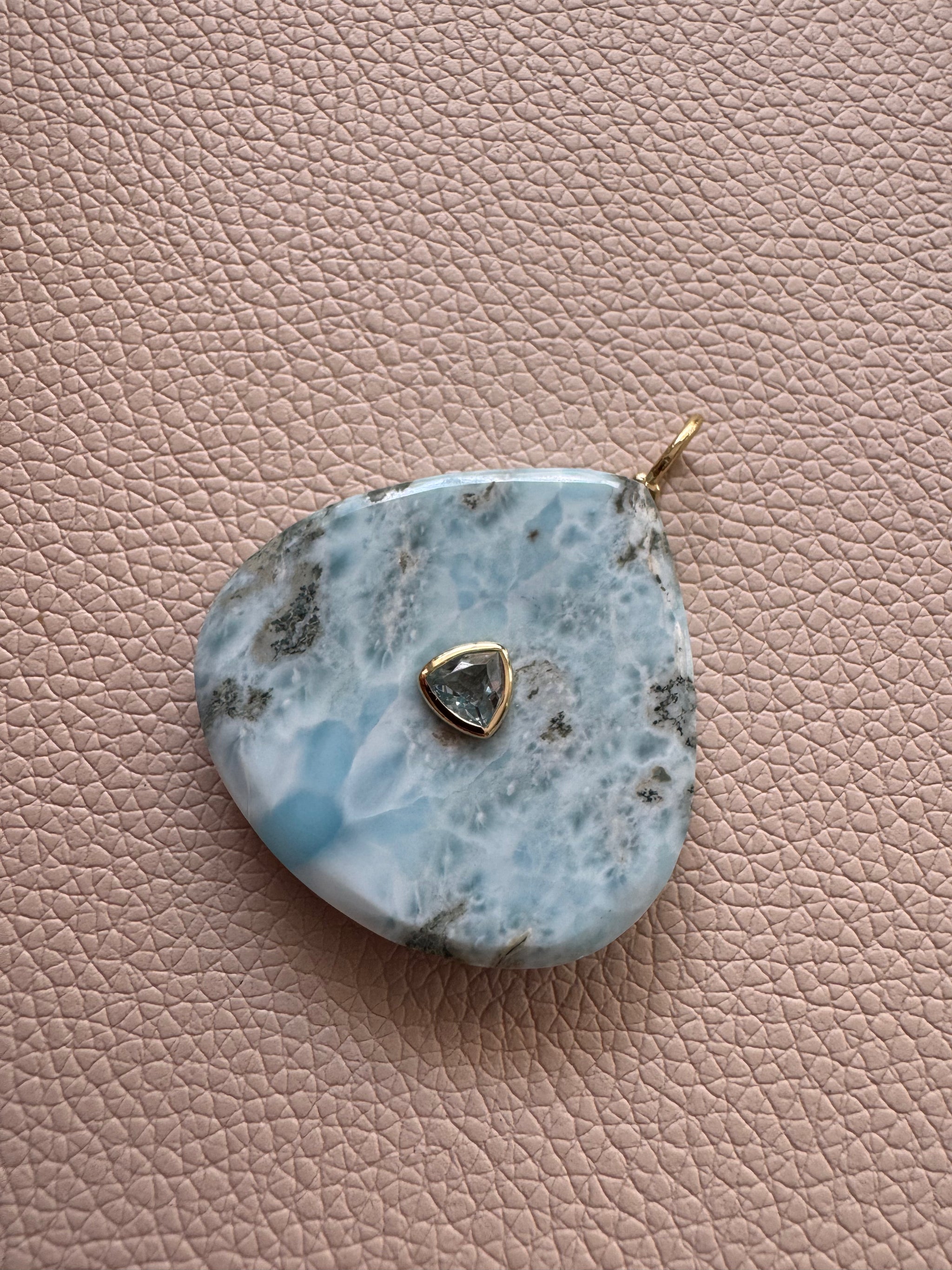 Stunning jumbo larimar pendant w/blue topaz – LelaLea Gems