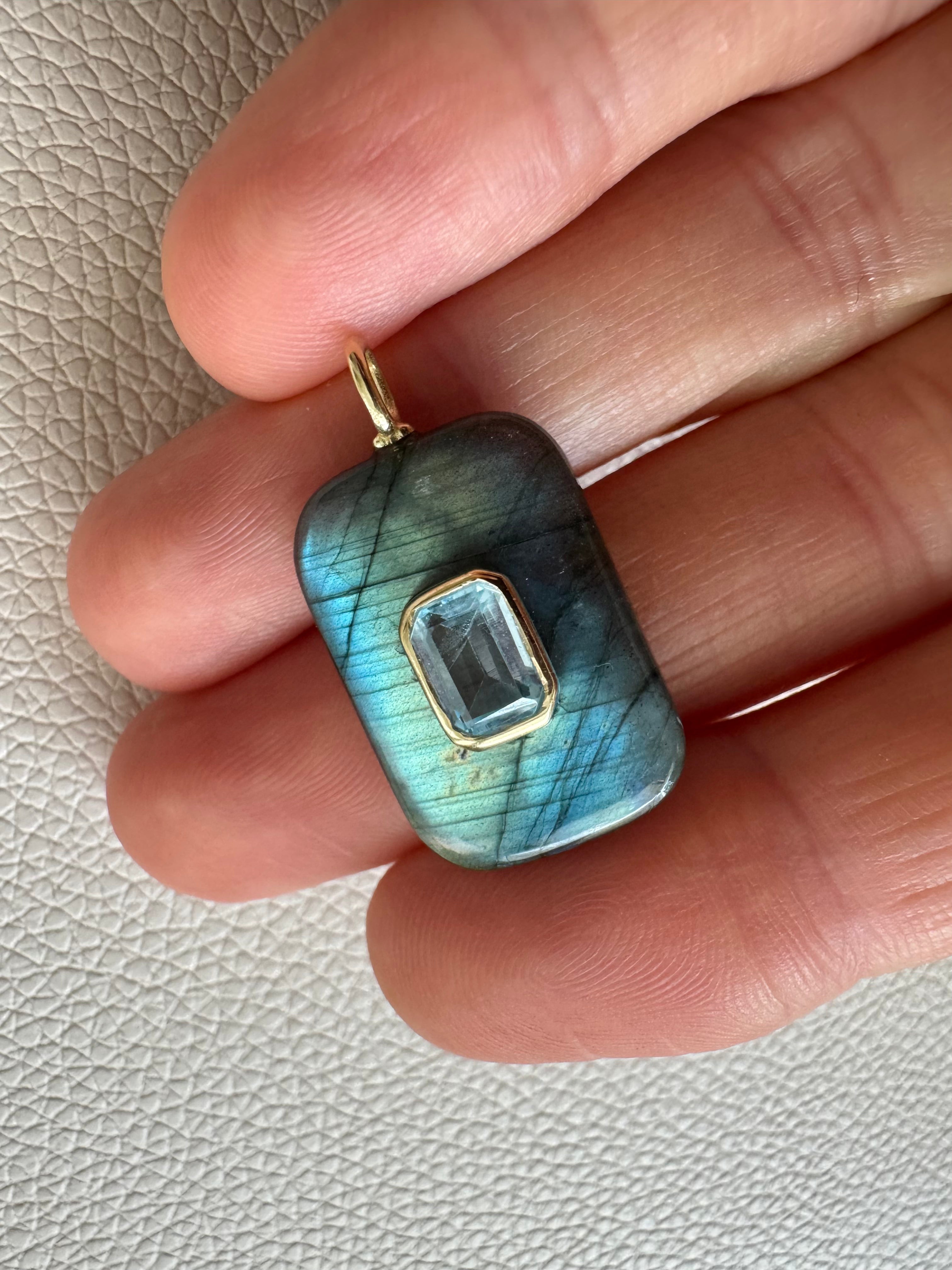 Stunning labradorite pendant with blue topaz – LelaLea Gems